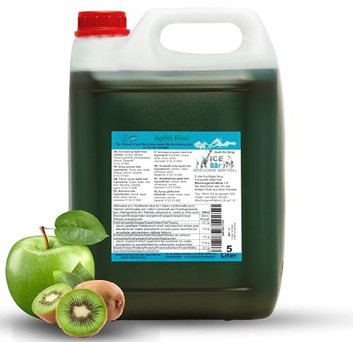 ICE BÄR Slush Sirop 12 variétés fruitées 5 litres de concentré | saveur pomme kiwi | Slushy Maker Ice pour machine à glace pour sirop de boisson DIY