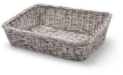 HENDI Brotkörb, Brötchenkorb, Körbe, abgeschrägt, 400x300x(H)120mm, Polypropylen, Grau
