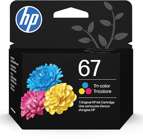 HP 67 Tri-Color Ink Cartridge | Works with DeskJet 1255, 2700, 4100 Series, Envy 6000, 6400 Series | Eligible for Instant Ink | 3YM55AN | Packaging May Vary