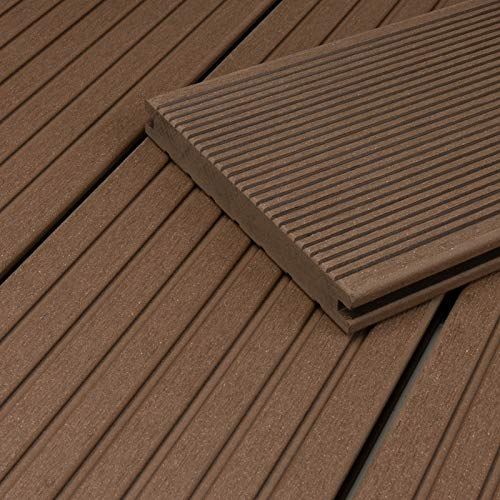 HORI WPC Terrassendielen Braun Massivdiele, Komplettset inkl. 40x60 mm Unterkonstruktion & Clips, Rutschfest & UV-beständig für langlebige WPC-Terrasse Fläche: 20 m² I 4,00 m Dielenlänge