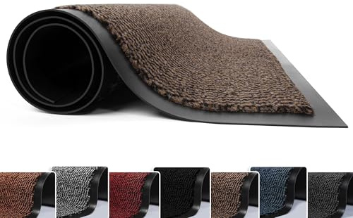 FB FunkyBuys Washable Door Mats - Heavy Duty, Non-Slippery & Stylish Floor Mat - Door mat indoor Large Rubber Indoor & Outdoor Doormats for Perfect Dust Grabbing (Brown-waved, 60 x 80 CM)
