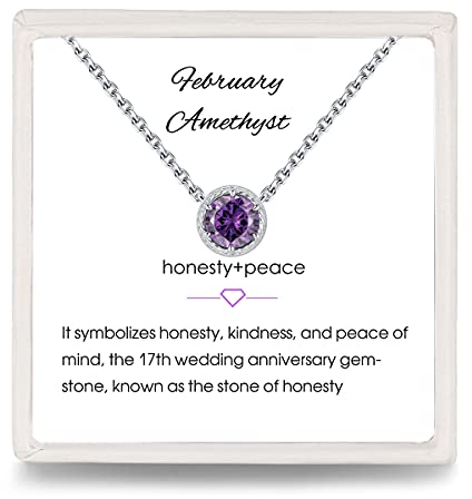 Presentski Amethyst Kette Damen Geburtsstein Halskette Februar Edelstein Kette 925 Sterling Silber Halskette Anhänger
