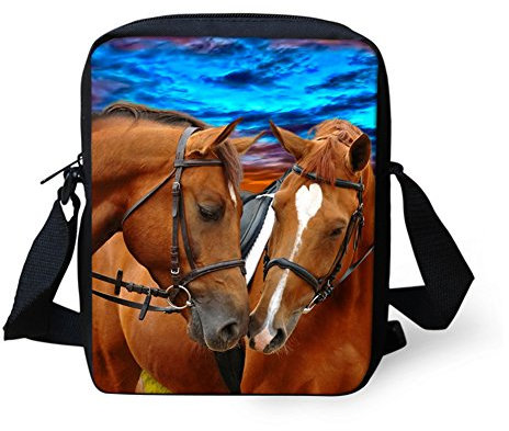 Coloranimal Niedliche Hund Katze Umhängetasche Mädchen Denim Gedruckt Umhängetasche, pferd, Einheitsgröße