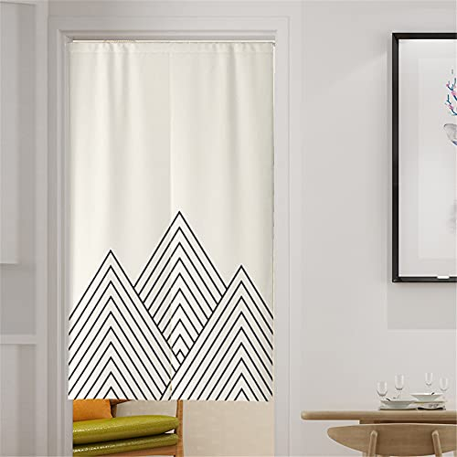 Hiseng Cortina de Puerta Cafetería Moderno para Decoración Hogar, Japonesa Noren, Cortina de Puerta Estilo Escandinavo, Cocina de Dormitorio Media Cortina de Puerta (Nórdico Blanco,90x180cm)