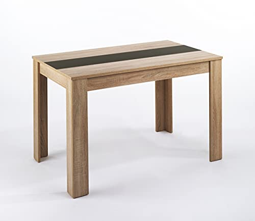 byLIVING Esszimmertisch NORI/Sonoma Eiche-Optik hell-braun/Einlegeplatte wendbar schwarz oder weiß/kompakter Küchentisch/Esstisch 120 cm breit/Tisch 18 mm Tischplatte / 120 x 80, H 75 cm