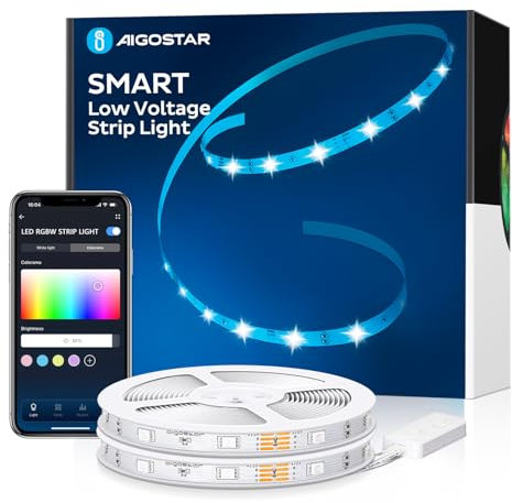 Aigostar RGB Led Strip Light 15m Plug in Led Strip Lights with Music Sync Mode Work with Smart WiFi App Control & Remote Led Lights for Bedroom Party TV Living Room with 30 LEDs/m 2 Rolls of 7.5m