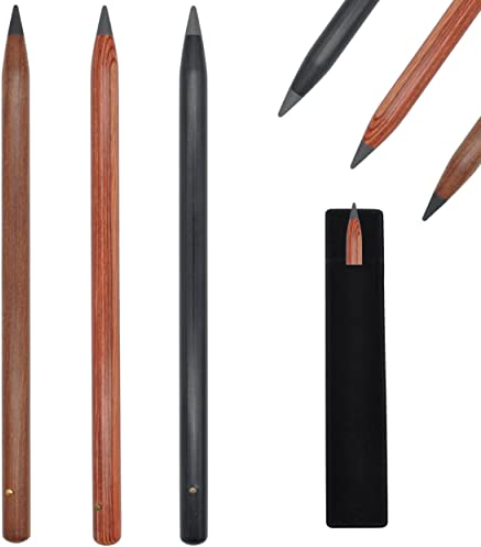 brands2love Rivello 3er Set Ewiger Bleistift aus Holz mit Edlem Design – Nachhaltig, Tintenloser ohne Anspitzen, Langlebiger Magischer Magic Pencil, Unendlicher ((3db), x Dunkelbraun)
