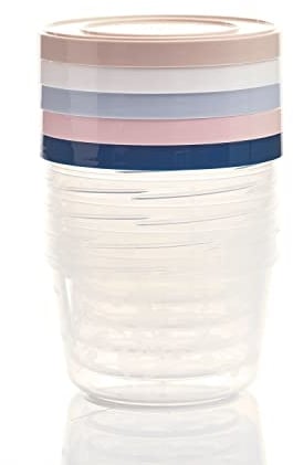 THERMOBABY Lot de 5 boîtes de conservation 250ml pour Bébé - Compatibles Micro-ondes, congélateur, lave-vaisselle - Empilables - Avec graduation - Fabriquées en France