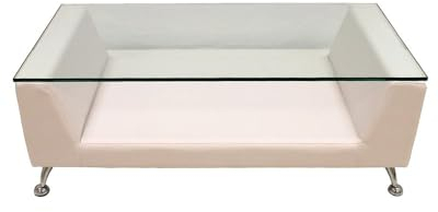 Dabudae Mesa de Centro con Cristal Kate, Blanca, 120x60 cm