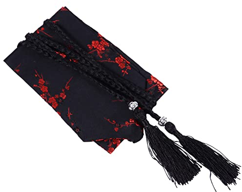 Japanischer Kimono- Obi- Gürtel Breiter Bundesbund Japanischer Stickbänder Taillengürtel mit Quasten Vintage Print Hanfu Yukata Selbstgewebegürtel Obi Sash