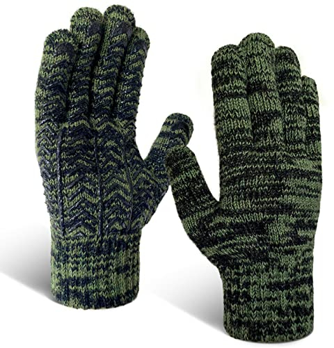 GSAFEME Angeln Jagd Wollhandschuhe Winter Schnee Kaltes Wetter Warm für Männer Vollfinger Handschuh Armeegrün zum Angeln, Schießen, Laufen, Fotografie/M