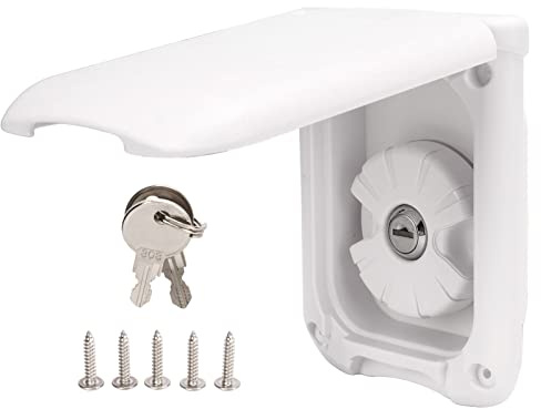 Trappe D'eau par Gravité, Bouchon de Remplissage D'eau Verrouillable avec Clés Carré Blanc pour Camping-cars Camping-cars Caravanes Yachts,Pièces détachées pour camping car