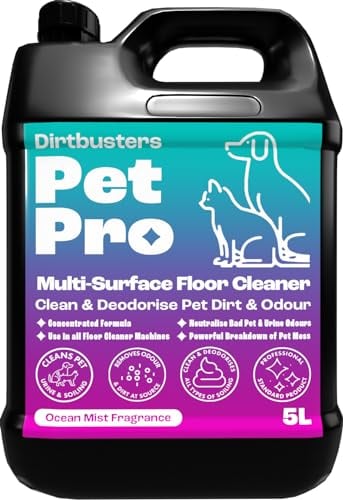 Dirtbusters Pet Pro Multi Surface Floor Cleaner Solution With Deodoriser, Pet Stain & Odour Remover For Hard Floor Cleaning Machines & Mop (5L)