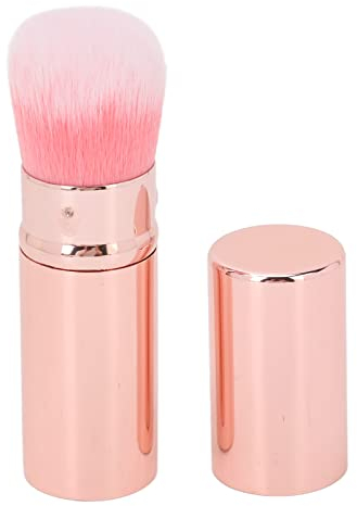 Einziehbarer Make-up-Pinsel, weiches Haar, lockerer Puderpinsel, Reisen, tragbar, gleichmäßig verschmieren, Puderpinsel, Kosmetik-Werkzeug mit Deckel für den täglichen Make-up-Künstler (Rosa)