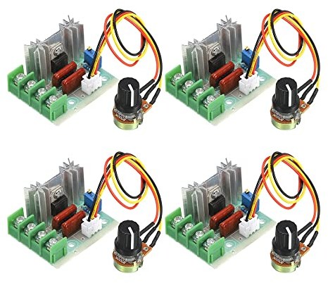 GUUZI 4pcs 2000W Contrôleur de Vitesse de Moteur AC avec Filaire, Régulateur de Vitesse de Variateur de Module,Régulateur de Tension Réglable 110-220V 25A pour Le Réglage de la Gradation