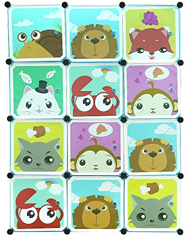 BUTUN Kleiderschrank & Schuhschrank, Kinderkleiderschrank,Würfel Schrank aus Kunststoff, Regalsystem Kleiderschrank, Steckregal, DIY-Schuhschrank. (blau)