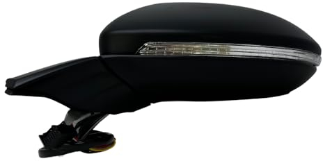Spieg Links Außenspiegel Ersatz für 2013-2022 Volkswagen Golf 7 Elektrisch Verstellbar, Beheizt, Manuell Einklappbar, Mit Blinklicht, Schwarz, 6 Kabel (Fahrerseite)