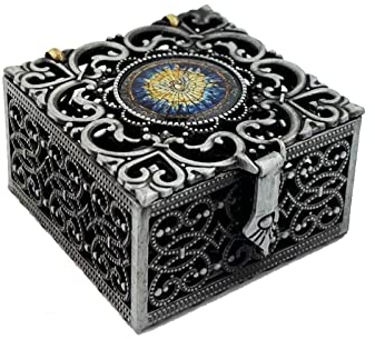 Needzo Holy Spirit Kleine Rosenkranz Box Filigran 1 3/4 Zoll Andenkenbox für Rosenkranz und Ringe Kleine Rosenkranz Box Religiöses Geschenk für Frau