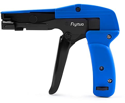 Flytuo Nylon Plastic Cable Tie Gun, All Steel Heavy Duty Cable Tie Tool with Automatic Flush Cut-Off, Professional Tensioner and Cutter for Plastic Nylon Ties