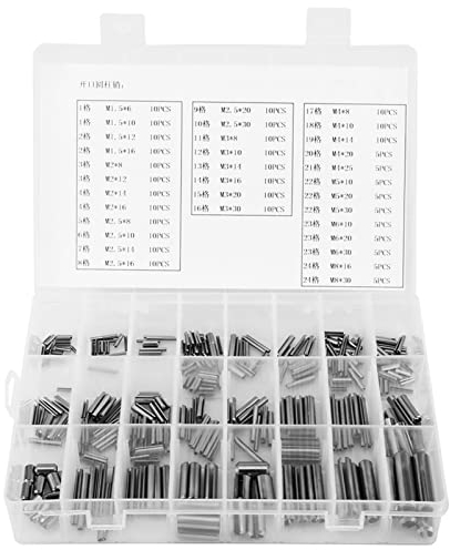 Artillery Goupilles élastiques creuses,280pcs en acier inoxydable M1.5 M2 M2.5 M3 M4 M5 M6 M8 Goupilles élastiques à ressort avec boîte Goupilles fendues creuses