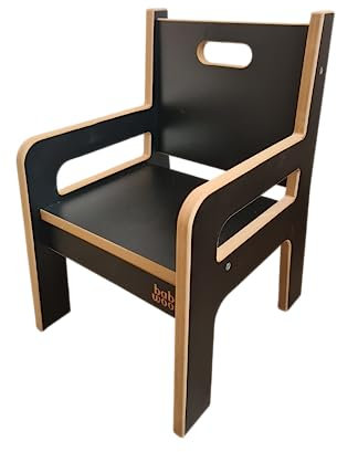 Babywood Holzstuhl für Kinderzimmer, Schreibtischstuhl für Kinder, Kinderstuhl 0-5 Jahre, Kinderhocker, Kleinkinderstuhl (Schwarz)