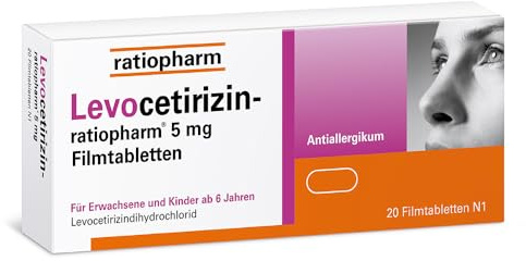 Levocetirizin-ratiopharm 5 mg Filmtabletten, 20 Stück, bei Heuschnupfen | Bewährte Hilfe bei Heuschnupfen, ganzjährigen Allergien oder chronischer Nesselsucht