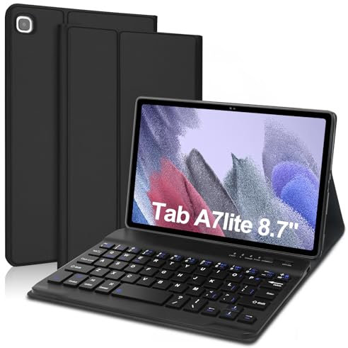 Keyboard Case for Samsung Galaxy Tab A7 Lite 8.7, Slim Smart Cover with Detachable Bluetooth Keyboard for Samsung Galaxy Tab A7 Lite 8.7 inch Tablet, Black