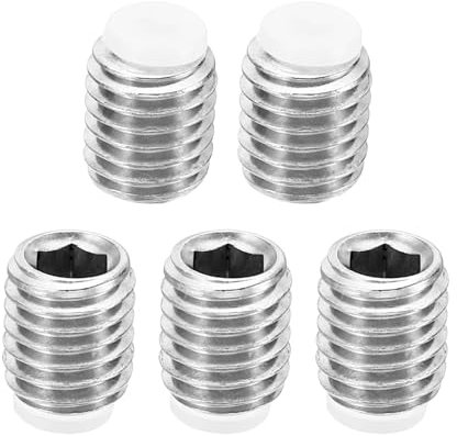 PATIKIL M10x12mm Nylon Pointe Sans-tête Vis, 5 Paquet Métrique Hex Douille Tête Coupe pointe Anti Glissement Ensemble Vis Interne Hex Matériel d'entraînement, 304 Inox Acier