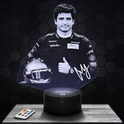 Nachttischlampe C. Sainz F1 Pilot deko Formel 1 Einsitzer. Geschenkidee Mann objekt C.Sainz F1 Pilot Nachtlicht Erwachsene deko Zimmer. Weihnachten TOP