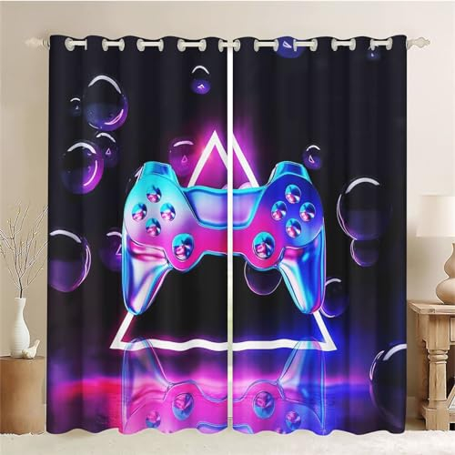 SMchwbc Gaming Vorhänge Game Fenstervorhang Schlafzimmer 100x140cm Gamer Blickdicht Vorhnge Wasserdichter Stoff Gaming Vorhang 2 Set Blickdicht (10,100 x 140 cm(2X50X140cm))