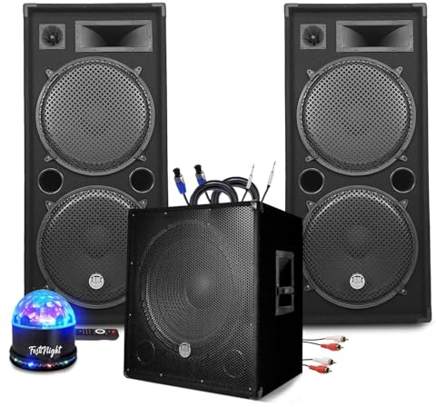 Pacchetto audio BM Bmsonic MEGA BASSES 3200W Subwoofer biamplificato 18 46cm - Altoparlanti 215, Sono DJ sera MIX BAR, LED