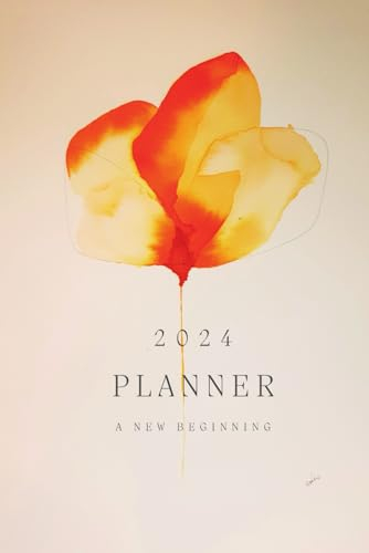 2024 Monthly Planner/ Calendar/ January 2024 - December 2024/ 6x 9/ with artistic flower