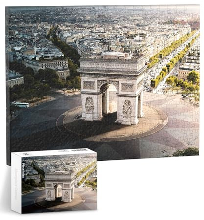 PieceRelax Canvas Wall Art Puzzles for Adults - Henry Do - Aerial Photography - Arc De Triomphe, Paris Unique Gift & Home Décor with Plastic Jigsaw Puzzle Artwork for Living Room Bedroom [HN1309]