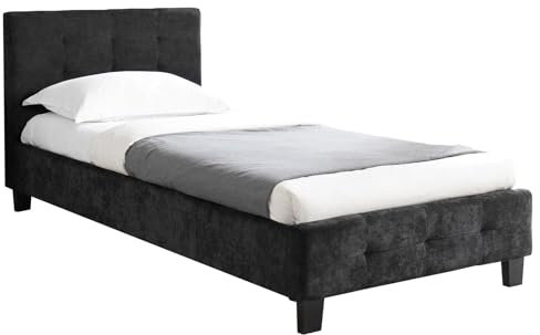 IDIMEX Polsterbett GIAVENO inklusive Lattenrost, Einzelbett 90x200 cm Liegefläche in dunkelgrau, Betgestell aus Kiefernholz mit schwarzen Kunststoffbeinen