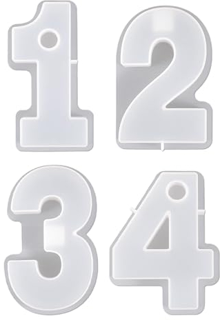 Nchdewui 1-4 Zahlen Form DIY Silikonform 3D Handgemachte Kerzenhalter Formen, Gips Form, Kerzenständer Form für Dekorieren Ihres Esstisches Wohnzimmers Schlafzimmers