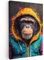 MuchoWow© Impression sur Toile Peinture 80x120 cm Tableau Mural Decoration Salon Reproductions de Tableaux Murale Moderne Graffiti - Chimpanzé - Manteau - Singe - Peinture - Banksy