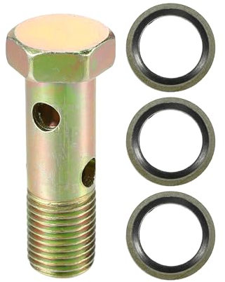 VekAuto Kit de boulons double banjo, filetage métrique M14x1.5, longueur 51mm, adaptateur universel en métal durable de couleur bronze avec rondelle d'étanchéité