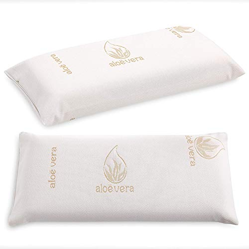 ENERGY COLORS TEXTIL-HOGAR Almohada viscoelastica, Antiácaros y Antibacterias, Tejido Aloe Vera, con Funda, Tratamiento Ozono (45 cm)