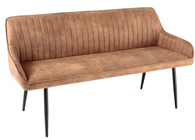 Riess Ambiente Design Sitzbank Turin 160cm braun schwarz Metallbeine mit Armlehne Polsterbank mit Samtbezug, Esszimmermöbel, Flurmöbel