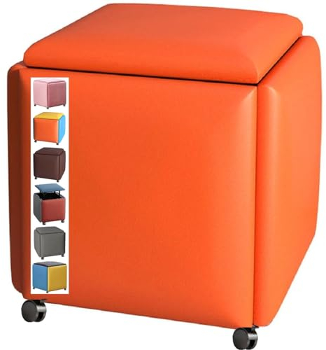 Stapelbar Sofa Stuhl Hocker Cube 5 in 1, Kombination Sitzwürfel Fußhocker, Fußhocker, Polsterhocker, Sitztruhe, Schuhbank, Sitzhocker mit Rollen, Fußstütze Ottomane Creative Cube Sofa (C