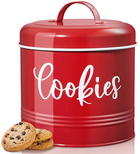 DAYYET Tarro de galletas de granja para encimera de cocina, tarro de galletas vintage de 1 galón con tapa hermética, recipiente grande de almacenamiento de alimentos para dulces, galletas, postres,