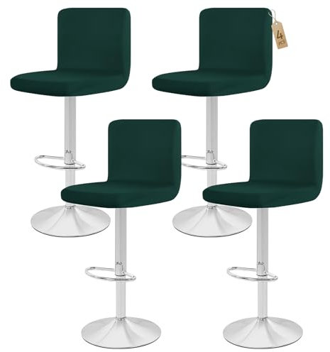 Showgeous 4 Stück Bar Stuhlhussen,Barhocker Abdeckungen Stretch Abnehmbare Esszimmerstuhl Abdeckungen für Kneipentheke,Dining Chair Barhocker Zähler Schonbezüge Esszimmer Stuhl Schonbezug(Dunkelgrün)