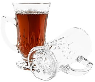 Teegläser Set 6 tlg. Trinkgläser Wassergläser Transparent mit Henkel 160 ml