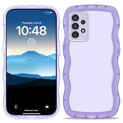 PanXCase Transparent Hülle für Samsung Galaxy A13 4G/5G - Süß Wellen Leicht Dünn Mädchen Durchsichtig Handyhülle Stoßfest rutschfest Schutzhülle (Violett)