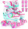 Sportneer Rollschuhe Kinder, Rollschuhe mit Seitliche Leuchtlichter und 6pcs Schutzausrüstung Rollschuhe 4 Größen Verstellbar für Mädchen, Kinder, Jugendliche, Anfänger, Drinnen und Draußen