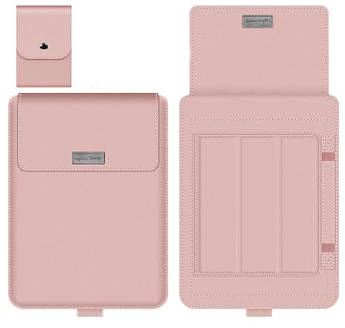 GANGANPRO Laptop Hülle 16-17 Hülle mit Ständer, kompatibel mit Microsoft Surface Laptop 5/4/3/2 13.5 Zoll, MacBook Air/Pro 13.3 Zoll, PU Lederhülle für 15–16 Laptop Computer – RoséGold