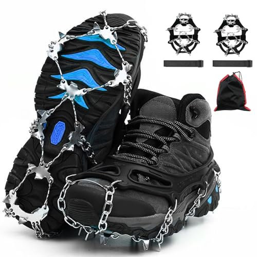 Ramponi con 26 denti, Ramponi Per Scarponi ispessiti in acciaio inossidabile, punte per scarpe antiscivolo, Ramponcini Per Scarponi per trail running, jogging, arrampicata ed escursionismo