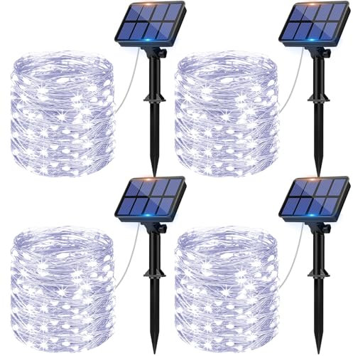 litogo 4 Pack Solar String Lights Outdoor, Total 48M/157 FT 480 LED Fairy Lights, 8 Modes Copper Wire Decorative Solar Powered Garden Light for Patio Party Wedding Xmas