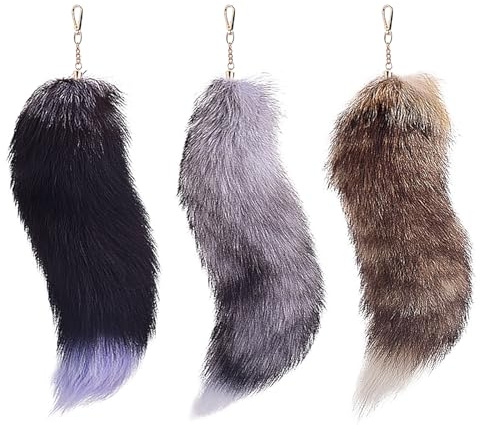 Fuchsschwanz Anhänger Kunstfell Faux Fur Fox Tail Keychain Therian Fuchs Schwanze Furry (5)