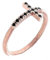 Holyart Bague avec Croix de zircons Noirs en Argent 925 rosé, 16.5 mm (0.64 inc.) - FR 52
